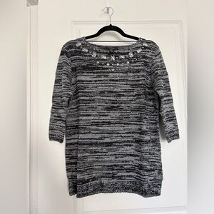 Macy’s Style & Co Black & Gray Metallic Sweater | petite large